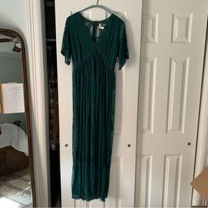 Pinkblush green lace maxi dress